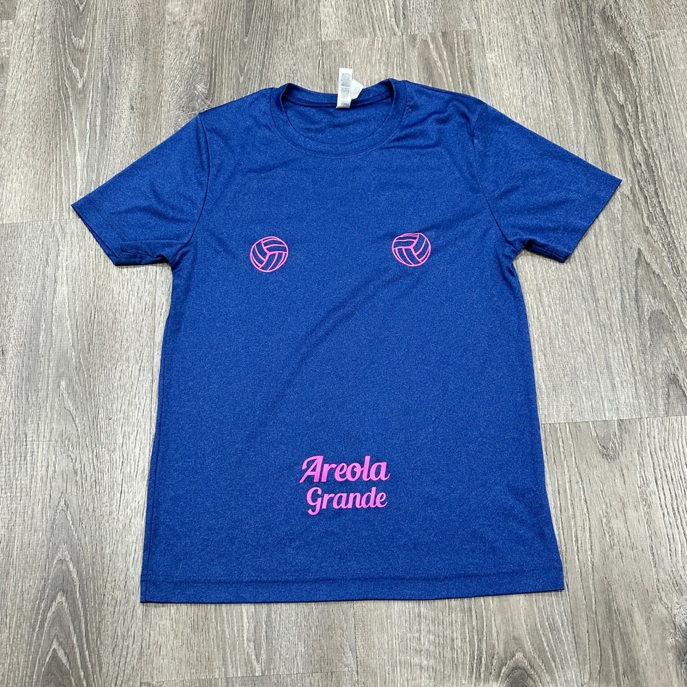 All Sport Royal Blue Volleyball Areola Grande Graphic Tee‎ Shirt Womens XS